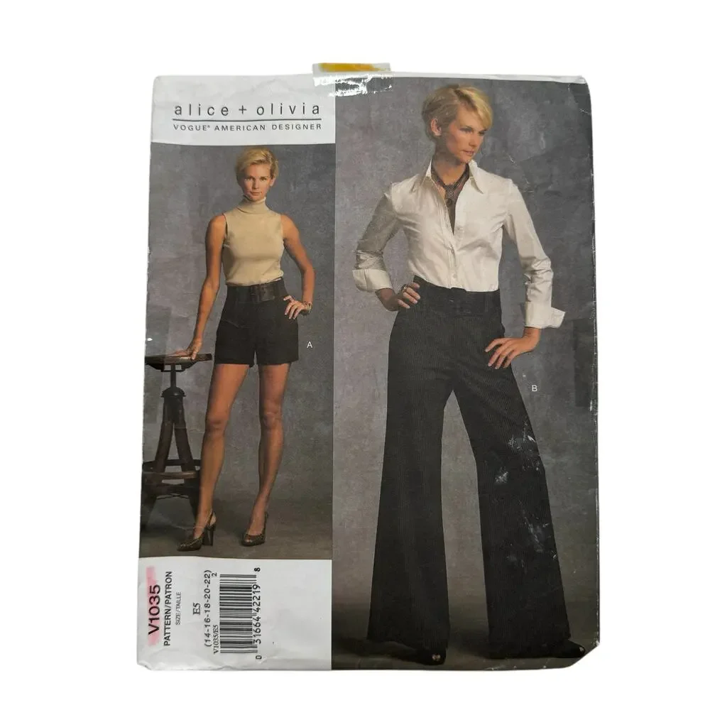 VOGUE Alice + Olivia Flared Pants Shorts Pattern V1035 E5 14/16/18/20/22